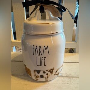 Farmhouse Rae Dunn FARMLIFE White Ceramic Canister